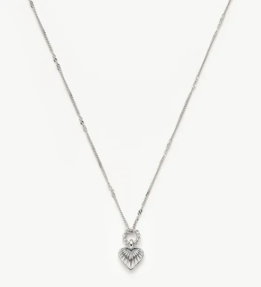 Mini Ridge Heart Charm Pendant Necklace